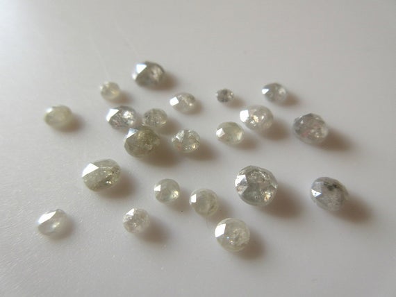 3 Pieces, 4mm To 4.5mm Clear Opaque White Grey Round Rose Cut Diamonds Cabochon Loose, Excellent Cut/height/lustre, Sku-rcd52