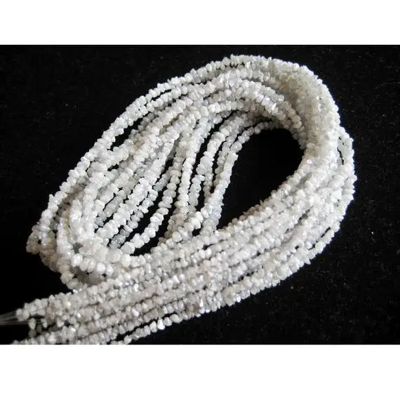 2-3mm Natural White Raw Uncut Diamond Beads, White Rough Diamond Beads, White Dimaodns For Jewelry (4in To 16in Options)