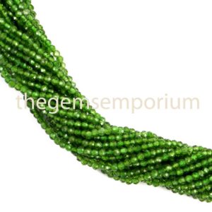 Shop Diopside Faceted Beads! Chrome Diopside Faceted Rondelle Gemstone Beads, Machine Cut Gemstone Beads, 2-2.25mm, Faceted Rondelle, Chrome Diopside Beads | Natural genuine faceted Diopside beads for beading and jewelry making.  #jewelry #beads #beadedjewelry #diyjewelry #jewelrymaking #beadstore #beading #affiliate #ad