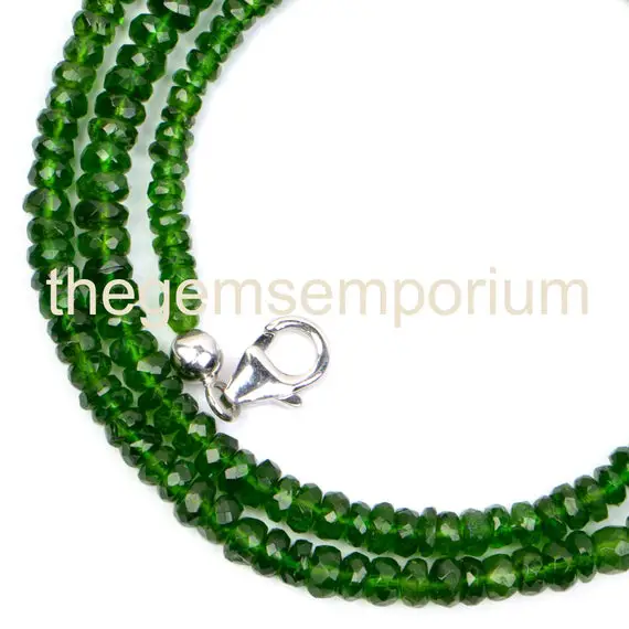 Natural Chrome Diopside Faceted Rondelle Shape Gemstone Necklace (3-4.75mm)beads,chrome Diopside Rondelle Gemstone Beads,wholesale Beads