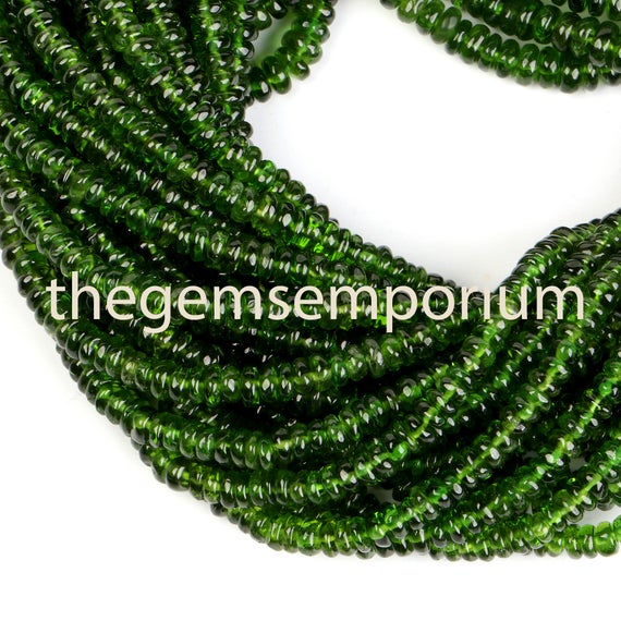 Natural Chrome Diopside Smooth Plain Rondelle Shape Gemstone Beads, 3.5-5mm Chrome Diopside Rondelle Gemstone Beads,