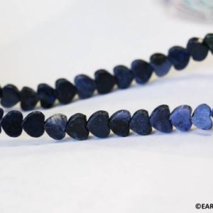 S/ Dumortierite 6mm/ 7mm Flat Heart beads 16" strand Tiny heart shape gemstone beads For jewelry making | Natural genuine other-shape Gemstone beads for beading and jewelry making.  #jewelry #beads #beadedjewelry #diyjewelry #jewelrymaking #beadstore #beading #affiliate #ad