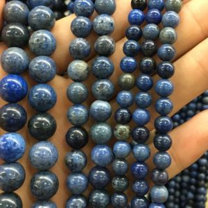 Shop Dumortierite Beads! Blue Dumortierite Beads, Natural Gemstone Beads, Round Stone Beads 4mm 6mm 8mm 10mm 12mm 15'' | Natural genuine round Dumortierite beads for beading and jewelry making.  #jewelry #beads #beadedjewelry #diyjewelry #jewelrymaking #beadstore #beading #affiliate #ad