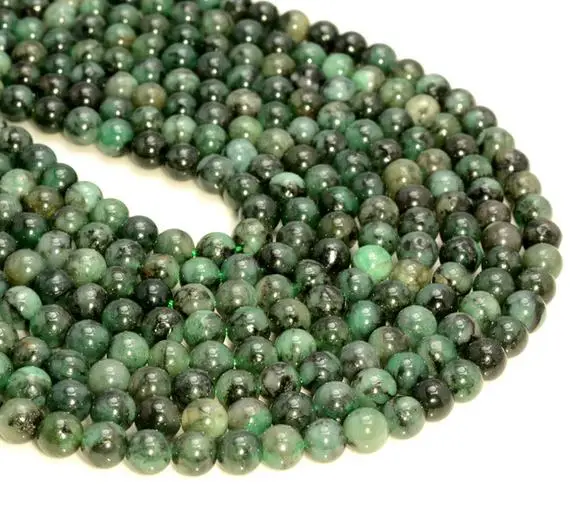 3-4mm Genuine Natural Colombia Emerald Gemstone Genuine Natural Rare Green Grade Round Loose Beads 15.5" Full Strand (80007928-a244)