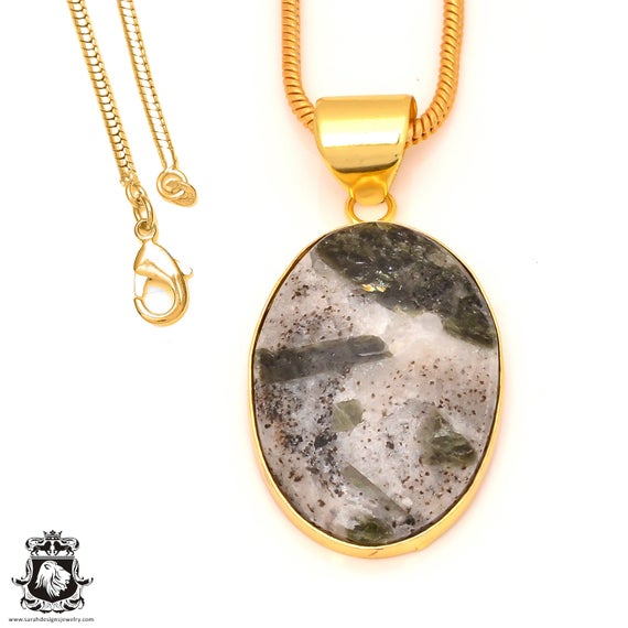 Epidote 24k Gold Pendant Necklace