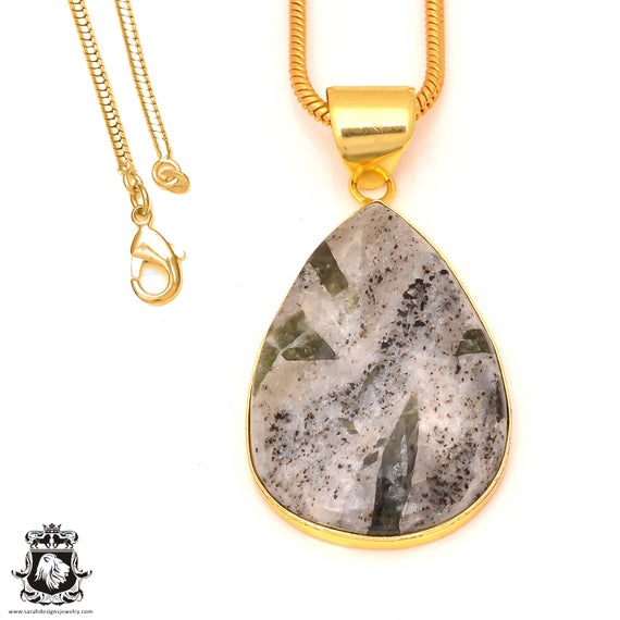 Epidote 24k Gold Pendant Necklace Epidote 24k Gold Pendant Necklace