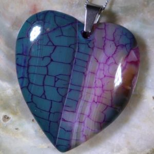 Dragons Vien Fire Agate Heart Healing Stone Necklace with Positive Healing Energy! Dragons Vien Fire Agate Heart Healing Stone Necklace with Positive Healing Energy!