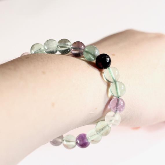 Natural Fluorite Stretchy Bracelet // Elastic Bracelets // Stone Jewelry // Village Silversmith