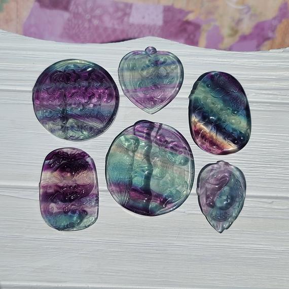 Fluorite Cabochons, Choose Your Large Carved Crystal Gemstone For Jewelry Making, Wire Wrapping, Or Crystal Grids