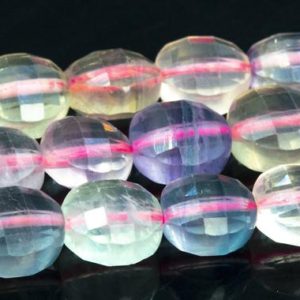 Shop Fluorite Faceted Beads! 10x7MM Multicolor Fluorite Beads Grade AAA Genuine Natural Gemstone Faceted Flat Round Button Loose Beads 15.5"/7.5"Bulk Lot Options(113260) | Natural genuine faceted Fluorite beads for beading and jewelry making.  #jewelry #beads #beadedjewelry #diyjewelry #jewelrymaking #beadstore #beading #affiliate #ad