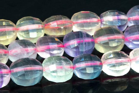 10x7mm Multicolor Fluorite Beads Grade Aaa Genuine Natural Gemstone Faceted Flat Round Button Loose Beads 15.5"/7.5"bulk Lot Options(113260)