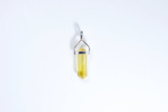 Double Terminated Golden Fluorite Pendant // Fluorite Jewelry // Stone Jewelry // Sterling Silver // Village Silversmith