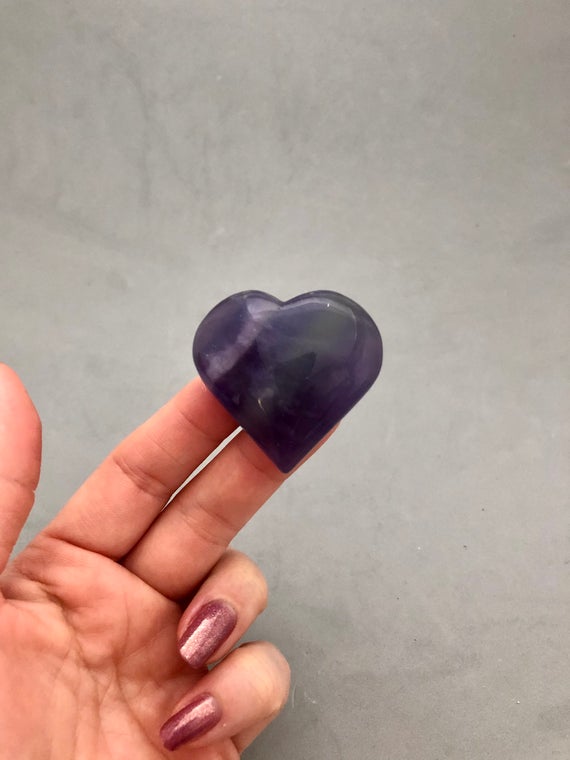 Indigo Fluorite Heart Carving (1 1/2") For Protection, Transmuting Energy, Mental Clarity, Mercury Retrograde, Discernment, Metaphysical