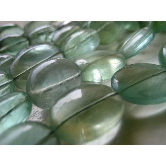 Green Flourite Tumbles - 24mm To 16mm - 17 Inch Strand