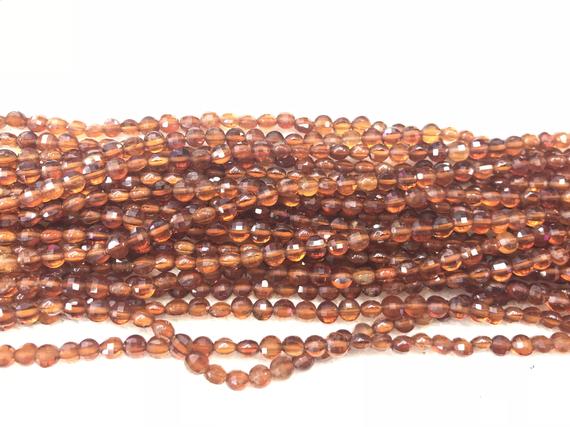 Faceted Orange Garnet 4mm Flat Round Cut Grade A Natural Coin Beads 15 Inch Jewelry Bracelet Necklace Material Supply