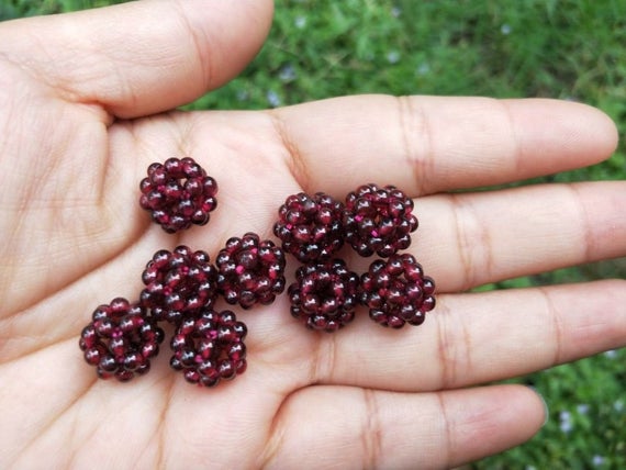Natural Red Garnet Woven Beads
