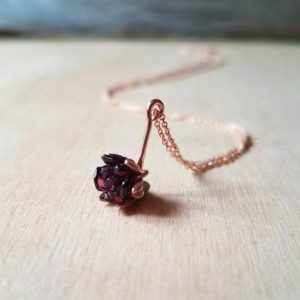 Shop Garnet Pendants! Garnet and 14K Rose Gold Necklace, Floral Pendant in Pink Gold, Lotus Flower Jewelry for Women, One of a Kind Unique Bridesmaids Birthstone | Natural genuine Garnet pendants. Buy crystal jewelry, handmade handcrafted artisan jewelry for women.  Unique handmade gift ideas. #jewelry #beadedpendants #beadedjewelry #gift #shopping #handmadejewelry #fashion #style #product #pendants #affiliate #ad