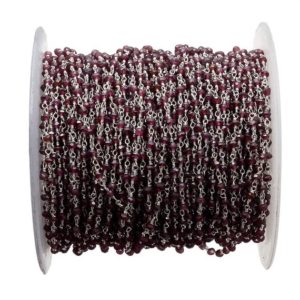 Shop Garnet Rondelle Beads! 10 Feet Garnet Wire Wrapped Rondelle Beads, Rosary Style Beaded Chain, Chain By The Foot, 925 Silver Plated, Rc43 | Natural genuine rondelle Garnet beads for beading and jewelry making.  #jewelry #beads #beadedjewelry #diyjewelry #jewelrymaking #beadstore #beading #affiliate #ad