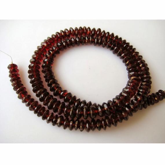 6mm Natural Garnet Gemstone Rondelle Beads, Mozambique Garnet Gemstone Beads, German Cut Beads, 8 Inch Half Strand