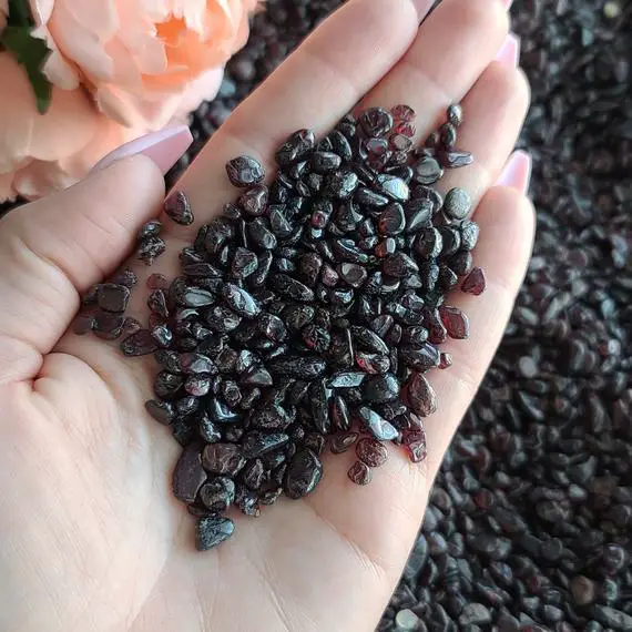 Tiny Tumbled Red Garnet Crystal Chips 4-8 Mm, Bulk Lots Of Red Gemstone Pebbles For Orgonites, Jewelry Making, Or Crystal Grids