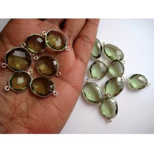 5 Pieces 15mm To 17mm Each Green Amethyst Quartz Rose Cut Bezel Connectors, Flat Cabochons Jewelry Connectors, FF38 | Natural genuine stones & crystals in various shapes & sizes. Buy raw cut, tumbled, or polished gemstones for making jewelry or crystal healing energy vibration raising reiki stones. #crystals #gemstones #crystalhealing #crystalsandgemstones #energyhealing #affiliate #ad