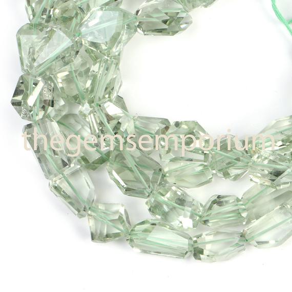 Green Amethyst Faceted Nuggets Shape Beads, Green Amethyst Nugget Beads, Green Amethyst Fancy Nuggets, Green Amethyst Faceted Nuggets