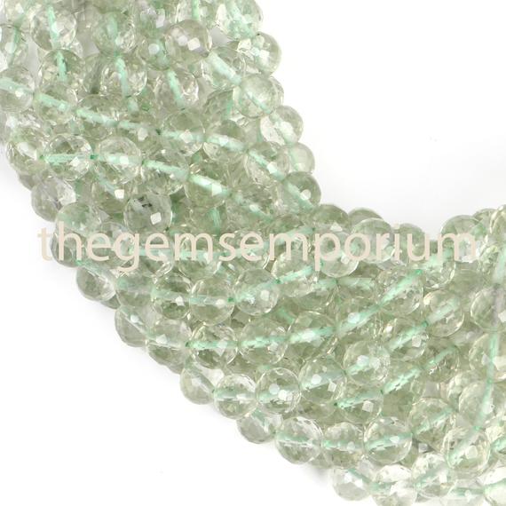 Green Amethyst Faceted Round Beads, Green Amethyst Round Beads, Green Amethyst Faceted Beads, Green Amethyst Beads