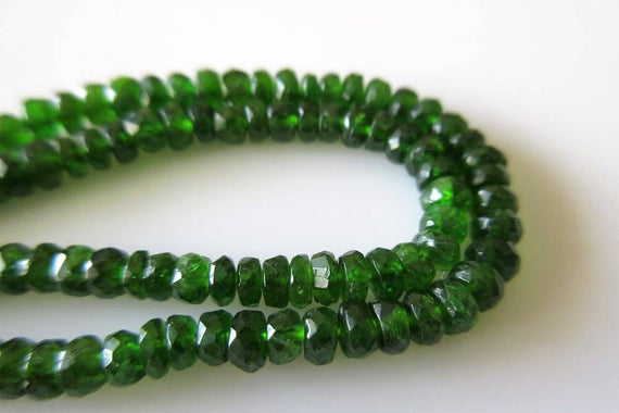 Aaa Green Chrome Tourmaline Faceted Rondelle Beads, Faceted Chrome Dravite Green Tourmaline, 4.5mm To 7mm, 17 Inch Strand Gds479