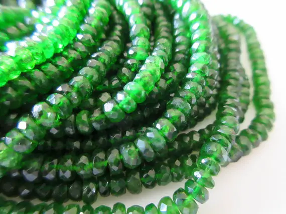 Green Chrome Tourmaline Faceted Rondelle Beads, Faceted Chrome Dravite Green Tourmaline, 3mm To 4mm, 16 Inch Strand Gds680