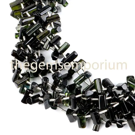Green Tourmaline Side Drill Sticks Beads, Tourmaline Sticks, Tourmaline Beads, Tourmaline Fancy Beads