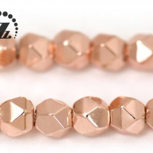 Shop Hematite Chip & Nugget Beads! Hematite Grade AA, Faceted Nugget,Rose Gold color,Genuine Hematite Beads,Smooth electroplating beads,Diy beads,3mm,15" full strand | Natural genuine chip Hematite beads for beading and jewelry making.  #jewelry #beads #beadedjewelry #diyjewelry #jewelrymaking #beadstore #beading #affiliate #ad