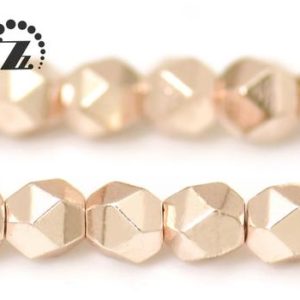 Shop Hematite Chip & Nugget Beads! Hematite Grade AA, Faceted Nugget,Light Rose Gold color,Genuine Hematite Beads,Smooth electroplating beads,Diy beads,3mm,15" full strand | Natural genuine chip Hematite beads for beading and jewelry making.  #jewelry #beads #beadedjewelry #diyjewelry #jewelrymaking #beadstore #beading #affiliate #ad