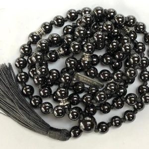 8 mm Genuine Knotted Hematite Mala Beads Necklace, 108 Energized Hematite Healing Mala, Magnetic Mala Necklace, Silver Magnet Mala Beads Nec | Natural genuine Gemstone necklaces. Buy crystal jewelry, handmade handcrafted artisan jewelry for women.  Unique handmade gift ideas. #jewelry #beadednecklaces #beadedjewelry #gift #shopping #handmadejewelry #fashion #style #product #necklaces #affiliate #ad