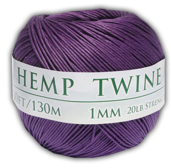 Hemp Twine - Purple, All-natural 1mm,  430 Feet