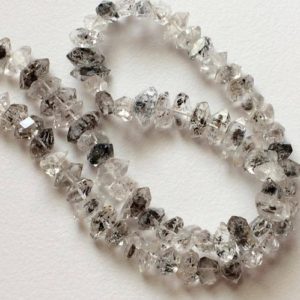 Shop Herkimer Diamond Beads! 8-9.5mm Herkimer Diamond Quartz Beads, Raw Diamond Quartz Nuggets, Center Side Drilled Rough Diamond Quartz  (4IN To 8IN Options) – AS5011 | Natural genuine chip Herkimer Diamond beads for beading and jewelry making.  #jewelry #beads #beadedjewelry #diyjewelry #jewelrymaking #beadstore #beading #affiliate #ad