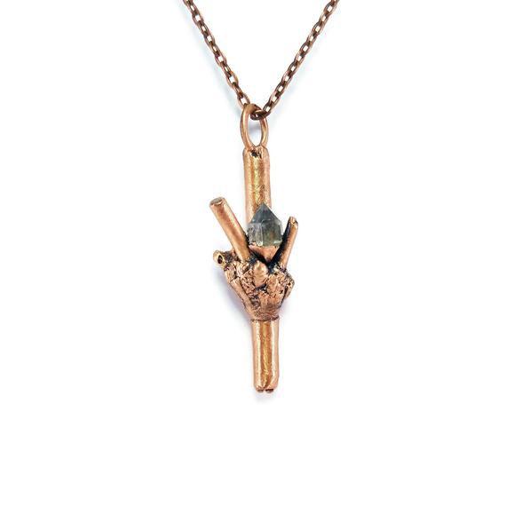 Herkimer Diamond Necklace | Raw Herkimer Diamond Necklace | Herkimer Diamond Pendant | Herkimer Jewelry | Bamboo Necklace | Crystal Necklace