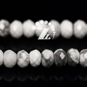 Shop Howlite Faceted Beads! Howlite,15" full strand Natural White Howlite faceted rondelle beads,abacus beads,space beads,gemstone,3x4mm | Natural genuine faceted Howlite beads for beading and jewelry making.  #jewelry #beads #beadedjewelry #diyjewelry #jewelrymaking #beadstore #beading #affiliate #ad