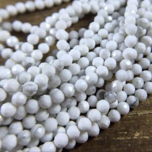Shop Howlite Faceted Beads! 4mm Faceted Round Howlite Beads Micro Faceted White Howlite Beads Tiny Small Gemstone Beads Supplies Jewelry Beads 15.5" Full Strand | Natural genuine faceted Howlite beads for beading and jewelry making.  #jewelry #beads #beadedjewelry #diyjewelry #jewelrymaking #beadstore #beading #affiliate #ad