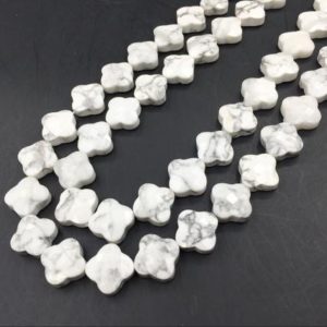 Shop Howlite Faceted Beads! Faceted Howlite Clover Beads White Howlite Beads Howlite Flower Floral Beads Gemstone Beads Jewelry Beads Supplies 13mm 30pieces/strand | Natural genuine faceted Howlite beads for beading and jewelry making.  #jewelry #beads #beadedjewelry #diyjewelry #jewelrymaking #beadstore #beading #affiliate #ad