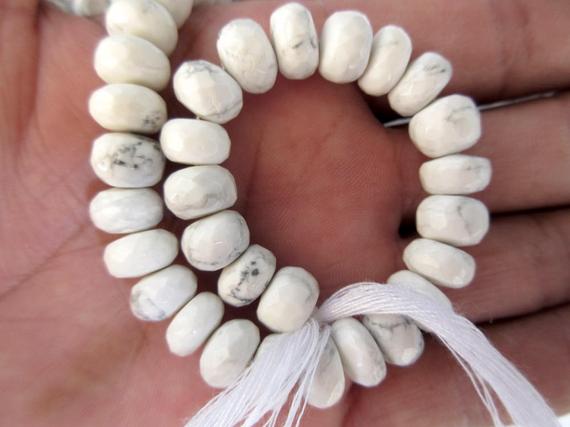 Natural White Howlite Faceted Rondelles Beads, 9mm Howlite Beads, Howlite Gemstone Beads, Howlite Jewelry, Gds923
