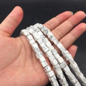 Shop Howlite Bead Shapes! 6mm White Howlite Cube Beads Semiprecious Beads Howlite Square Tube Beads High Quality Jewelry making Supplies bulk wholesale | Natural genuine other-shape Howlite beads for beading and jewelry making.  #jewelry #beads #beadedjewelry #diyjewelry #jewelrymaking #beadstore #beading #affiliate #ad