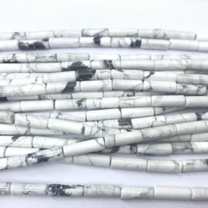 Shop Howlite Bead Shapes! Genuine Howlite 4x13mm Column Natural Loose White Gemstone Tube Beads 15 inch Jewelry Supply Bracelet Necklace Material Support Wholesale | Natural genuine other-shape Howlite beads for beading and jewelry making.  #jewelry #beads #beadedjewelry #diyjewelry #jewelrymaking #beadstore #beading #affiliate #ad
