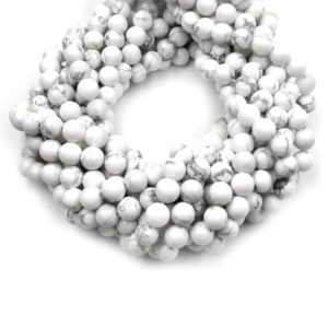 Shop Howlite Round Beads! White Howlite Beads | Glossy Round Natural Howlite Beads | 6mm 8mm 10mm | Loose Gemstone Beads | Natural genuine round Howlite beads for beading and jewelry making.  #jewelry #beads #beadedjewelry #diyjewelry #jewelrymaking #beadstore #beading #affiliate #ad