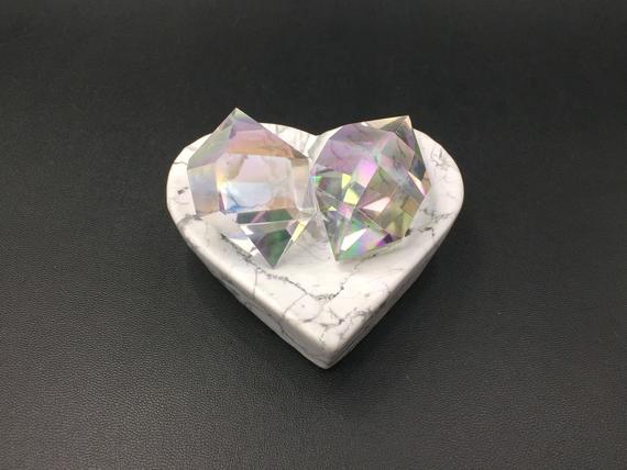 Hand Carved Crystal Bowl Heart Shaped White Howlite Bowl Polished Heart Bowl Home Decor Mineral Stone Rock And Crystals