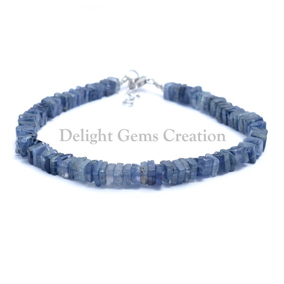 Natural Iolite Smooth 5-5.5mm Heishi Square Beads Bracelet, Iolite Heishi Bead Bracelet, Iolite Jewelry, Beaded Bracelet, Women's Bracelet