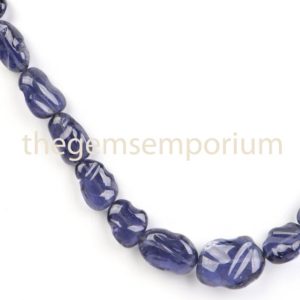Shop Iolite Chip & Nugget Beads! Iolite Organic Nugget Gemstone Beads,Iolite Fancy Nugget Gemstone Necklace With Silver Hook, Extra Fine, AAA Quality, Natural | Natural genuine chip Iolite beads for beading and jewelry making.  #jewelry #beads #beadedjewelry #diyjewelry #jewelrymaking #beadstore #beading #affiliate #ad