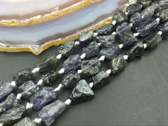 Tiny Lolite Cordierite Nuggets Raw Lolite Beads Gemstone Beads Rough Hammered Free Form Tiny Nugget Beads Supplies 15.5" Full Strand