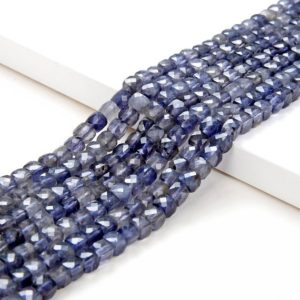 Shop Iolite Faceted Beads! 4MM  Iolite Gemstone Grade AAA Micro Faceted Square Cube Loose Beads (P4) | Natural genuine faceted Iolite beads for beading and jewelry making.  #jewelry #beads #beadedjewelry #diyjewelry #jewelrymaking #beadstore #beading #affiliate #ad