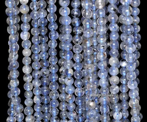 4mm Bermudan Blue Iolite Gemstone Grade A Blue Round 4mm-5mm Loose Beads 16 Inch Full Strand (90146325-163)