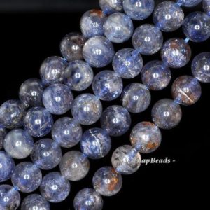 Shop Iolite Beads! 5mm Bermudan Blue Iolite Gemstone Grade A Blue Round 5mm-6mm Loose Beads 16 inch Full Strand (90146320-163) | Natural genuine beads Iolite beads for beading and jewelry making.  #jewelry #beads #beadedjewelry #diyjewelry #jewelrymaking #beadstore #beading #affiliate #ad